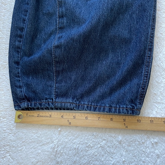Old Navy Jeans Women's L Blue Barrel Baggy High Rise Dark Wash Pull On - Picture 11 of 11
